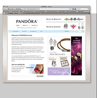 Web Design - Pandora Jewelry